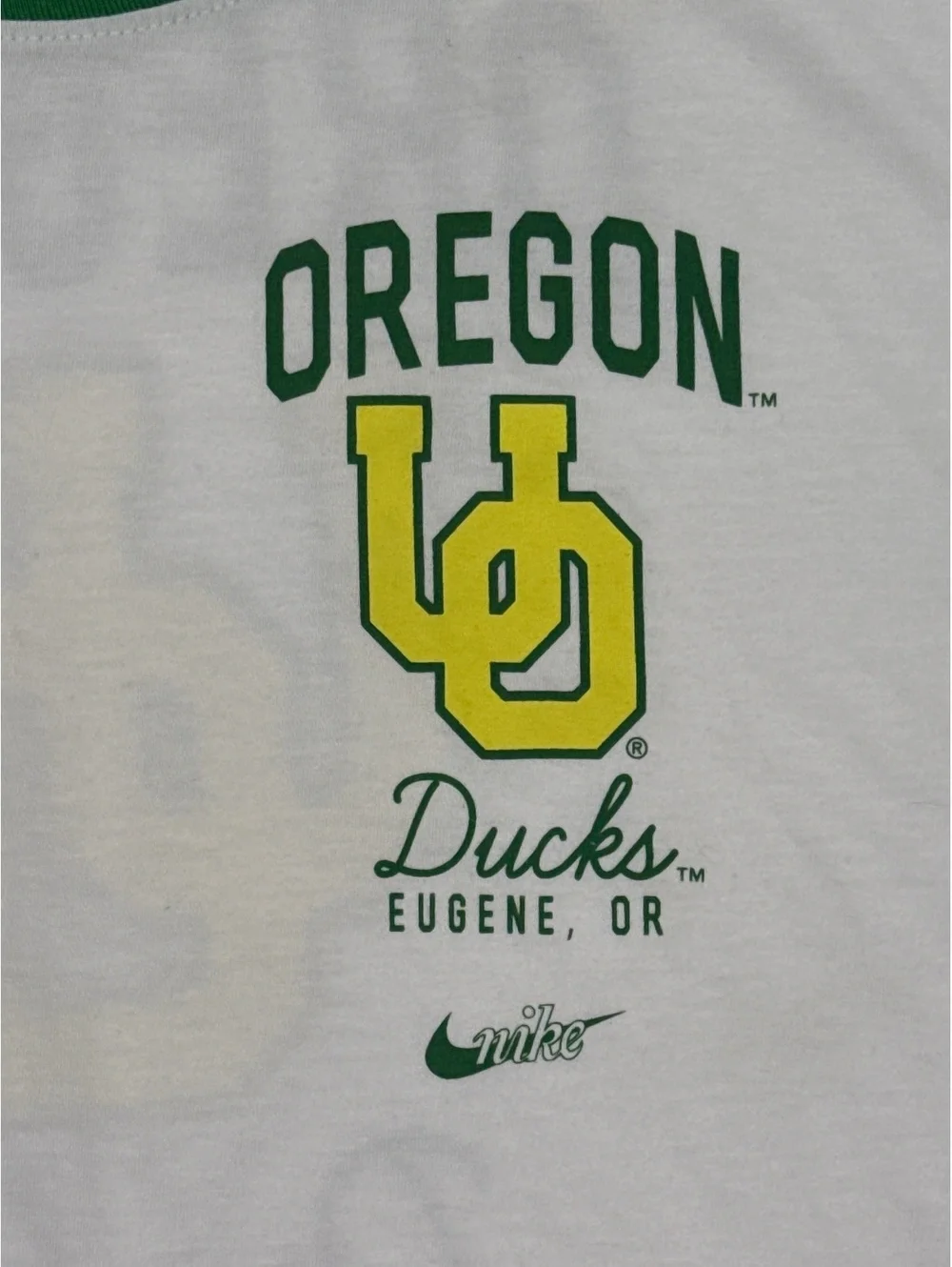 Nike Oregon Ducks The Nike Tee White Green Ringer T-Shirt